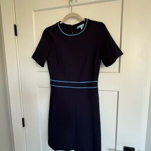Draper James Navy Midi Dress with Light Blue Trim
